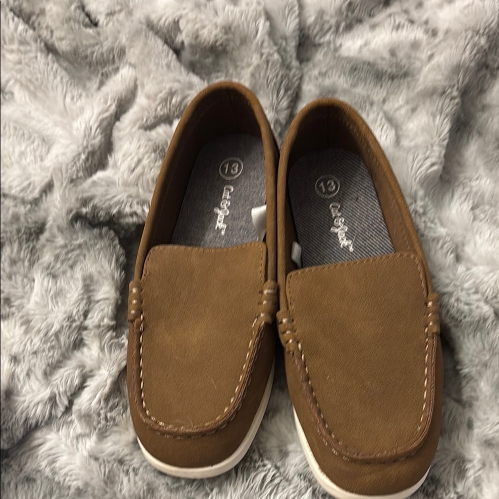 Cat & Jack Brown Dress Shoes Slip-On Style